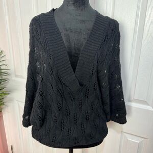 Lane Bryant Black Knit/Netted Top | 18/20W
